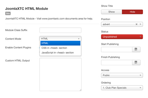Joomla расширение JXTC Custom HTML Pro