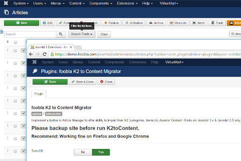 Joomla расширение K2 to Content Migrator