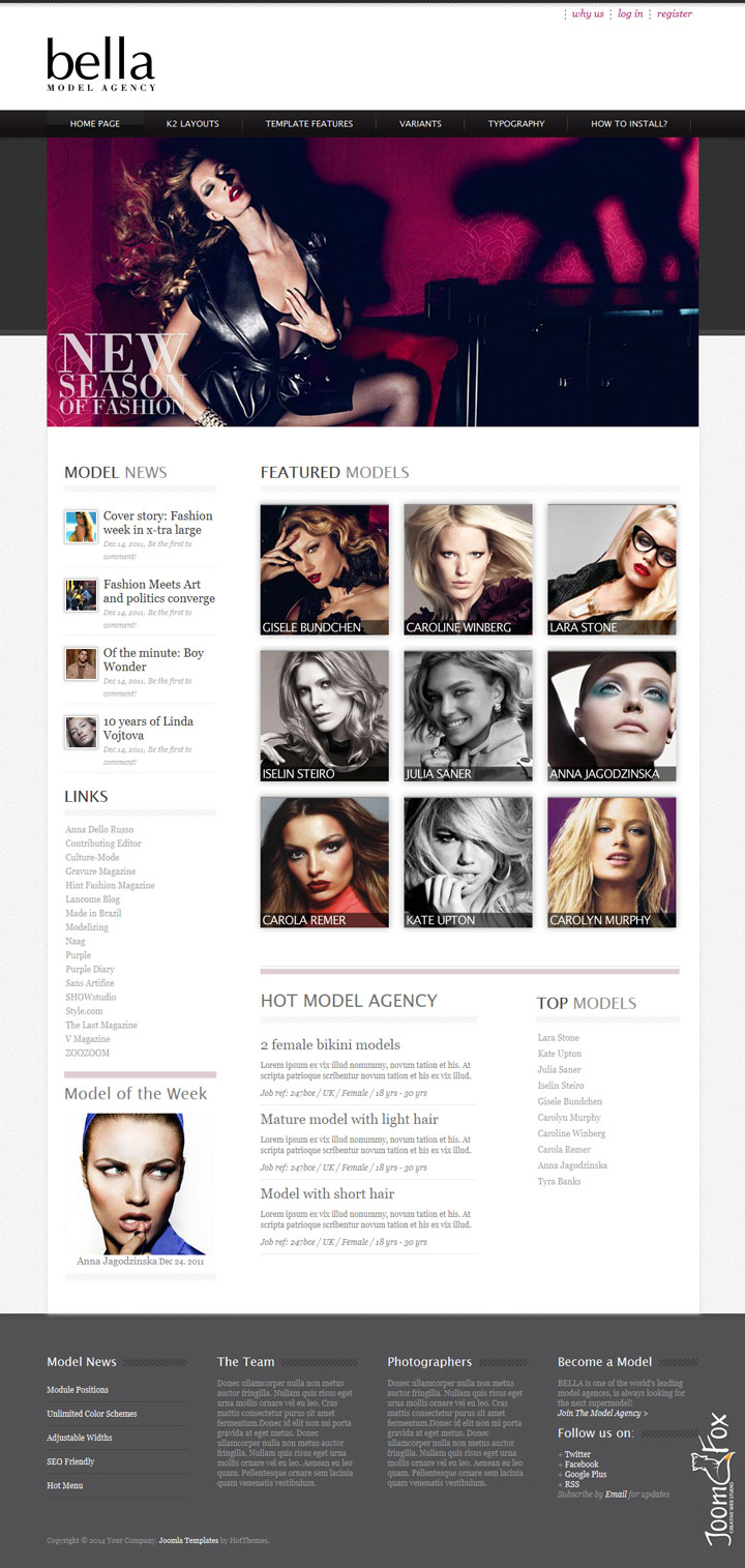 Joomla шаблон HotThemes Model Agency 