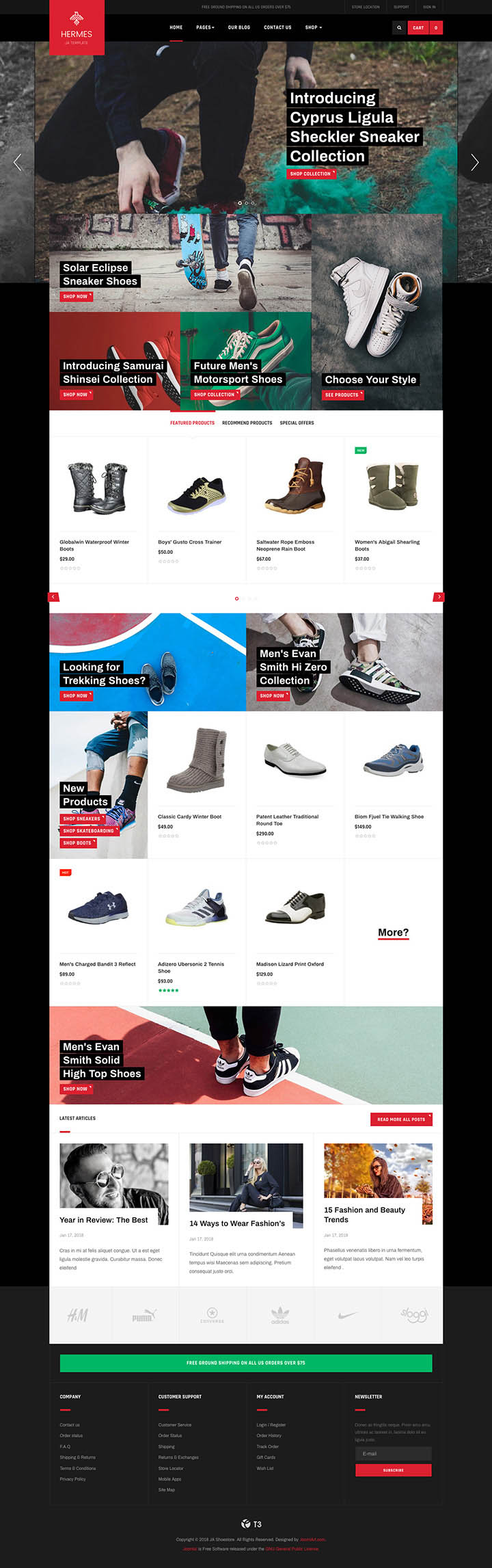 Joomla шаблон JoomlArt Shoe Store