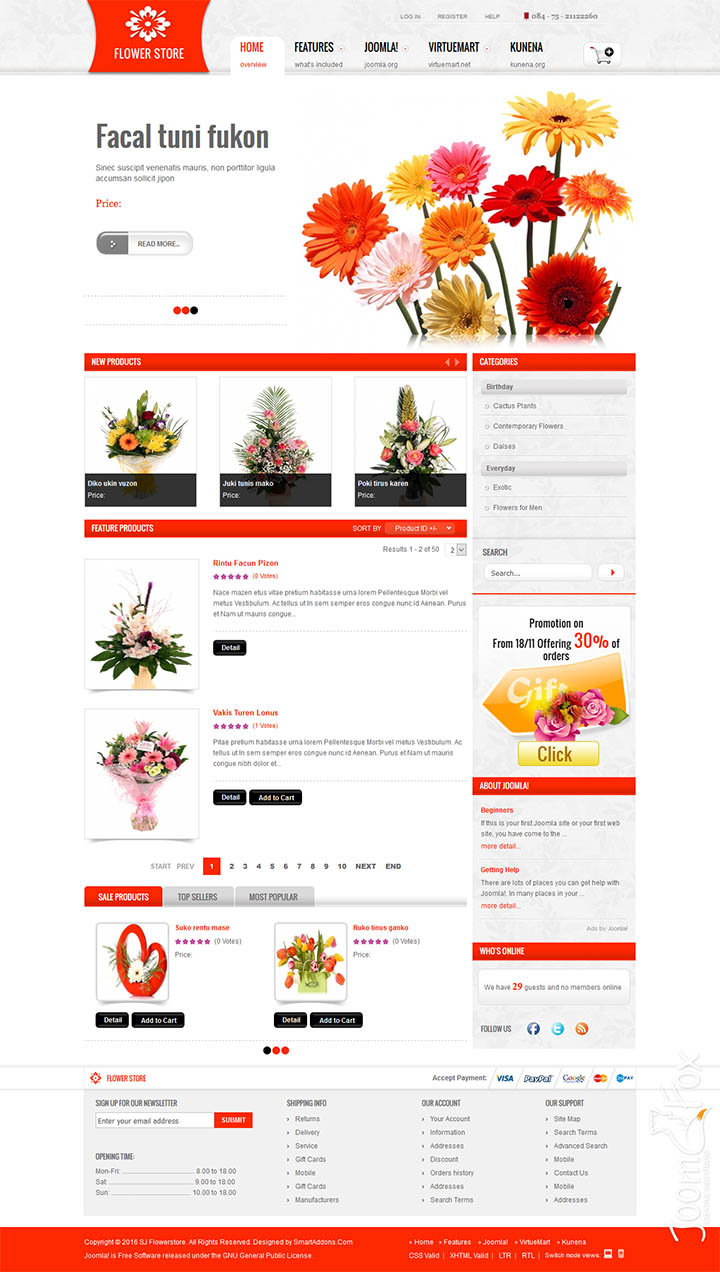 Joomla шаблон SmartAddons Flower Store