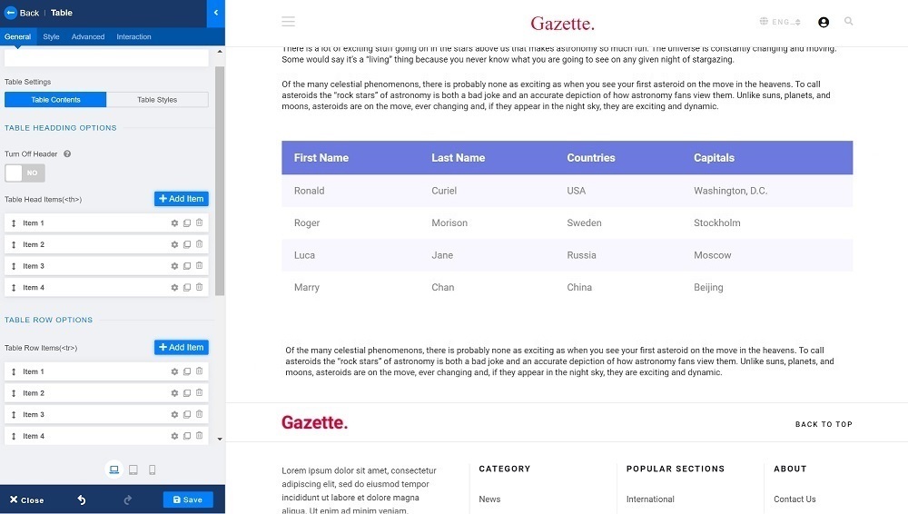 Intuitive Data Tables