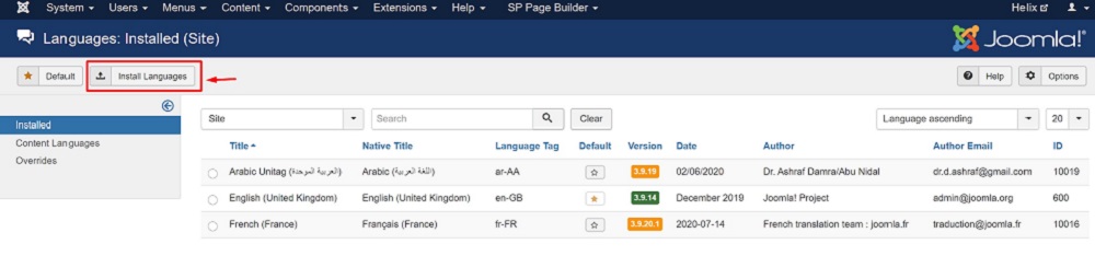 Joomla Install Languages