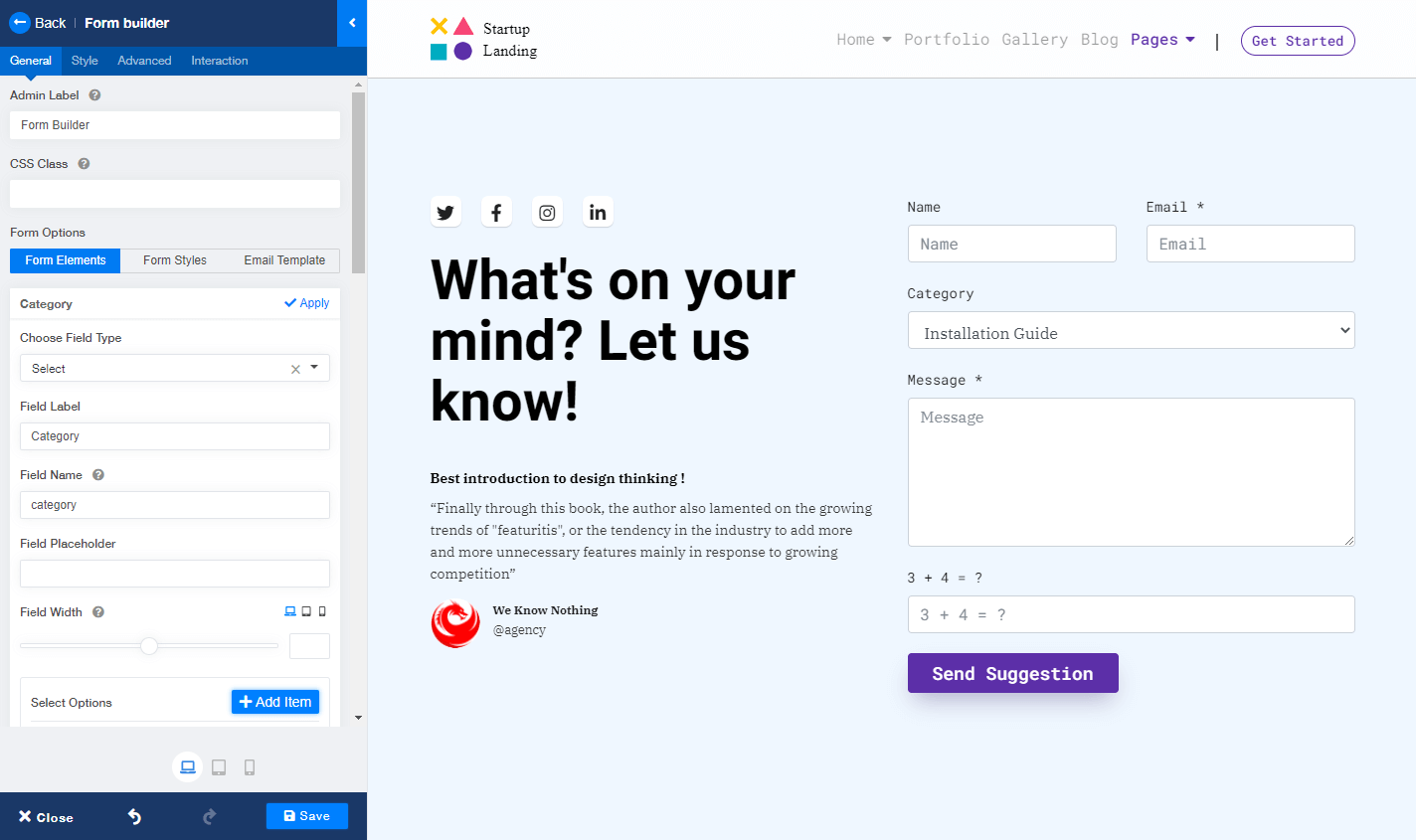 Стандартный вид Form Builder