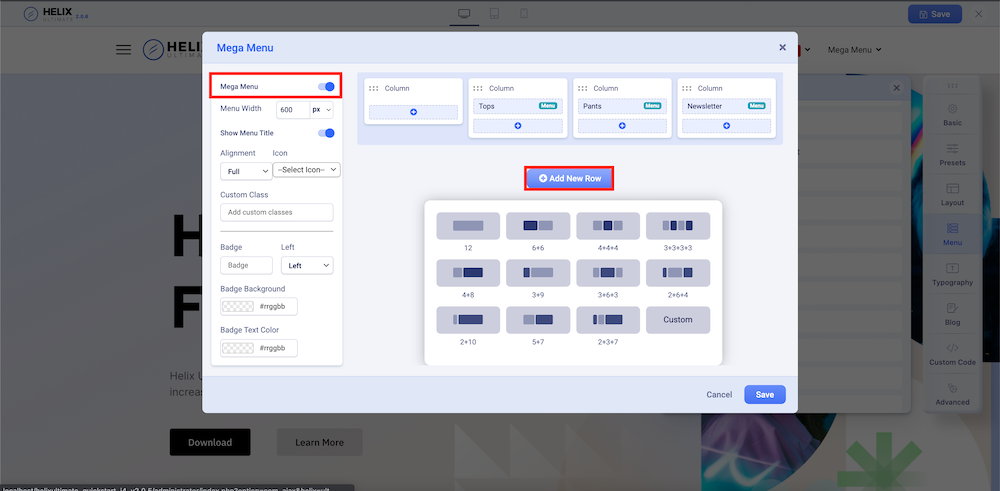 Choosing Columns for Mega Menu