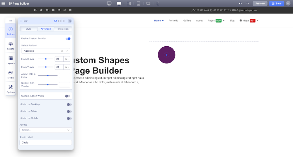 Circle Shape in SP Page Builder
