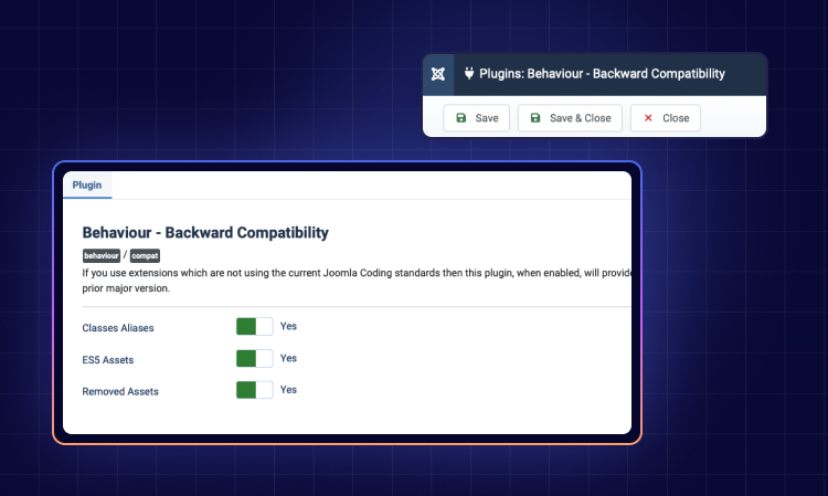 Обратная совместимость через плагин Behavior в Joomla 5