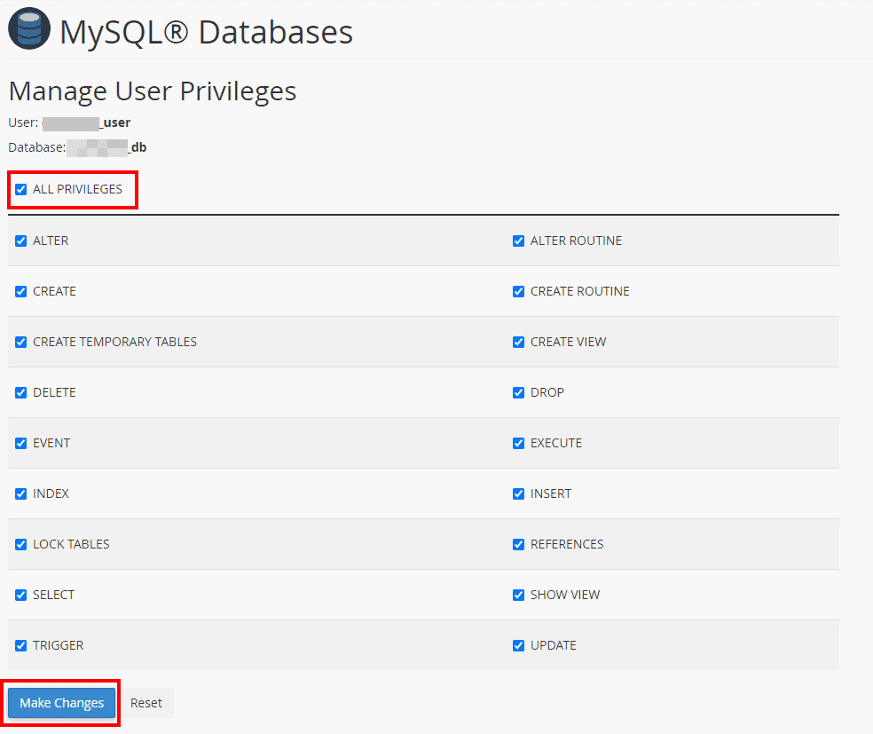 Управление правами пользователя в MySQL