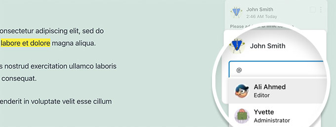 Отметка и приглашение пользователя к редактированию