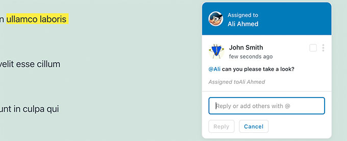 Назначенный комментарий