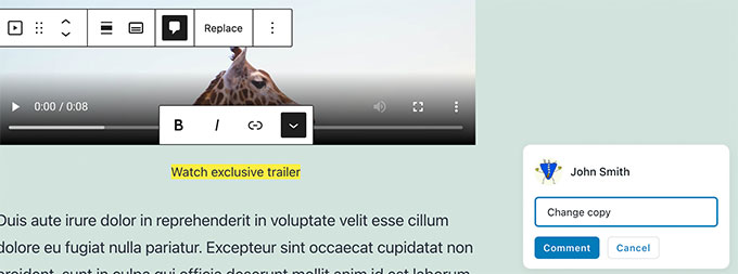 Комментирование в блоке видео