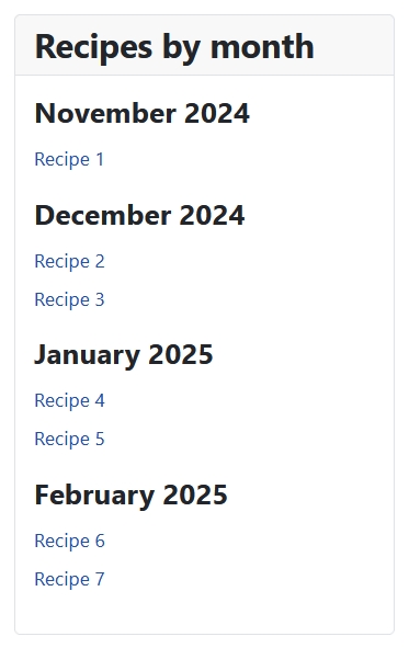Материалы, сгруппированные по месяцам