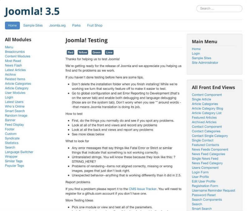 Чистая Joomla 3.5