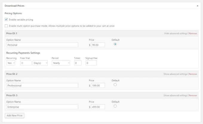 Настройка регулярных платежей в EDD