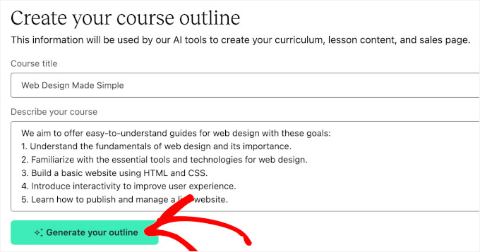 Автоматически сгенерированная страница продаж Teachable