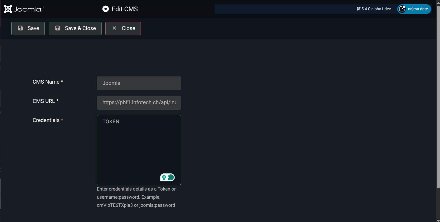 Настройка Joomla в инструменте миграции