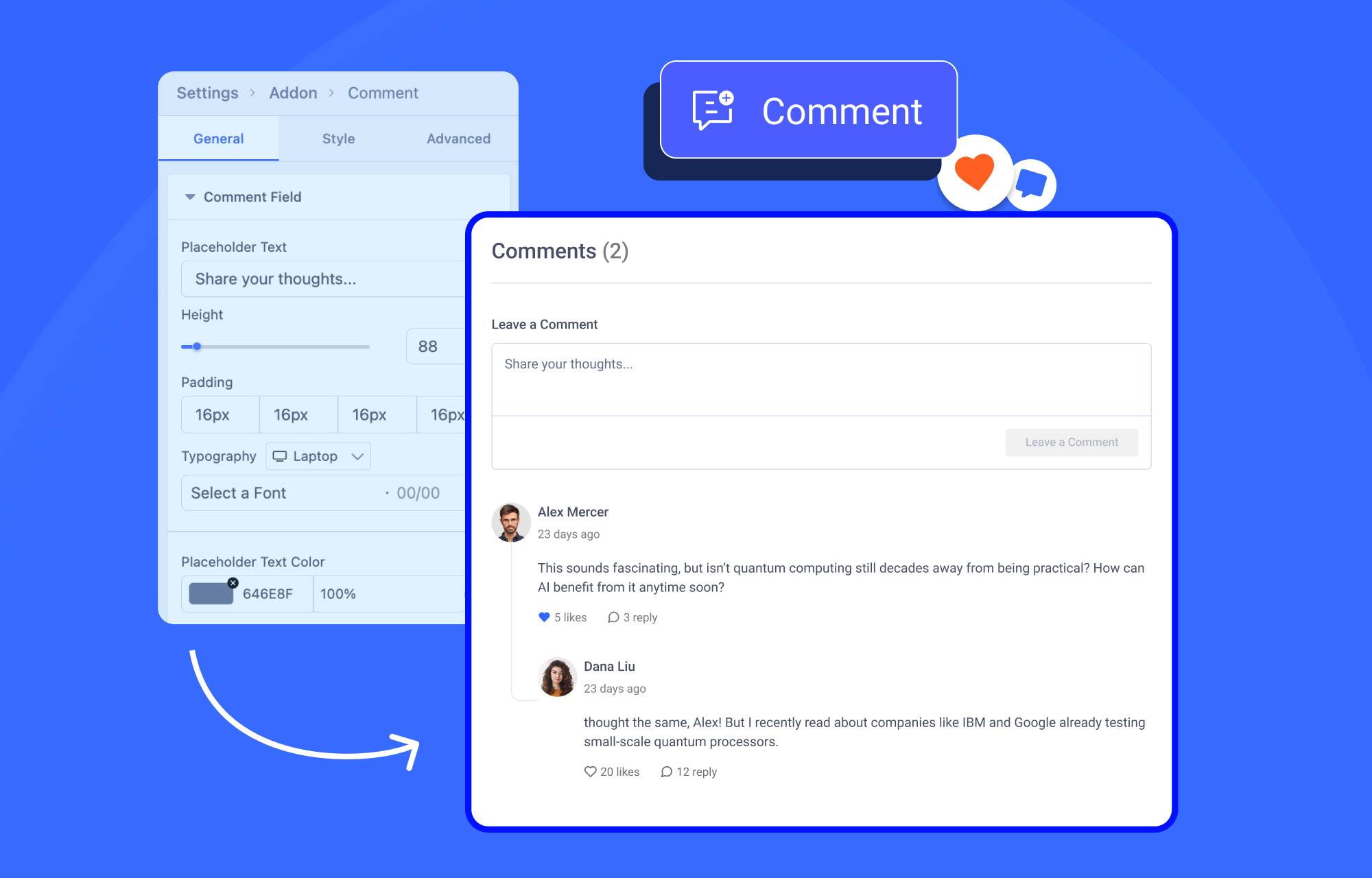 Динамическая система комментариев для блога