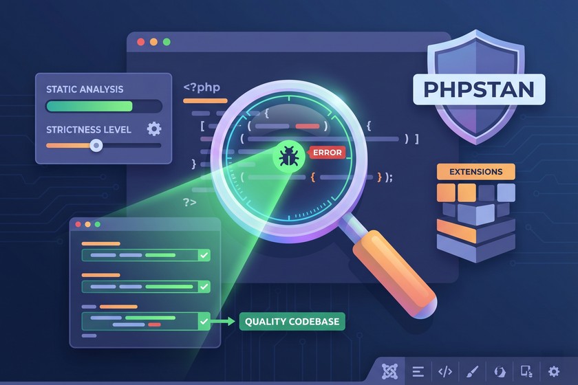 Логотип и концепция статического анализатора PHPStan