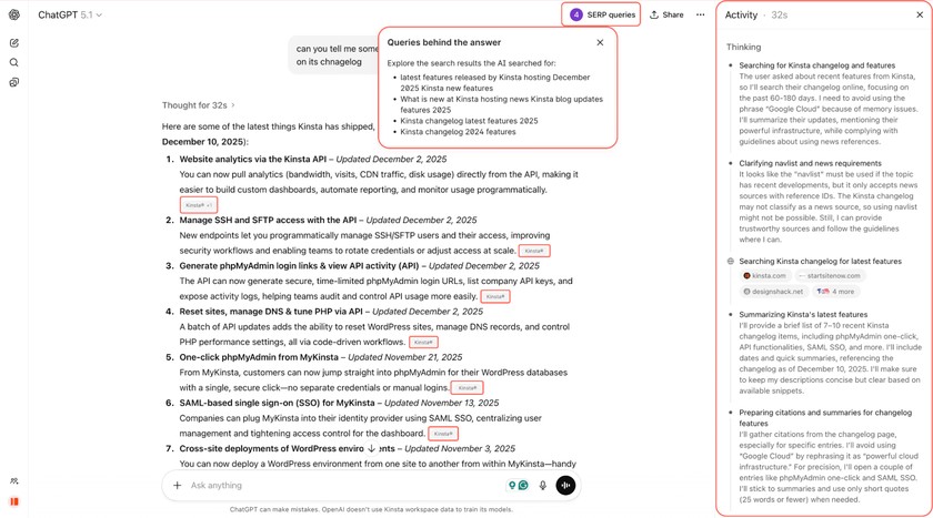 Пример генерации ответа ChatGPT со ссылками на источники информации