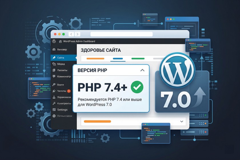 Проверка версии PHP в WordPress Site Health для обновления до 7.0