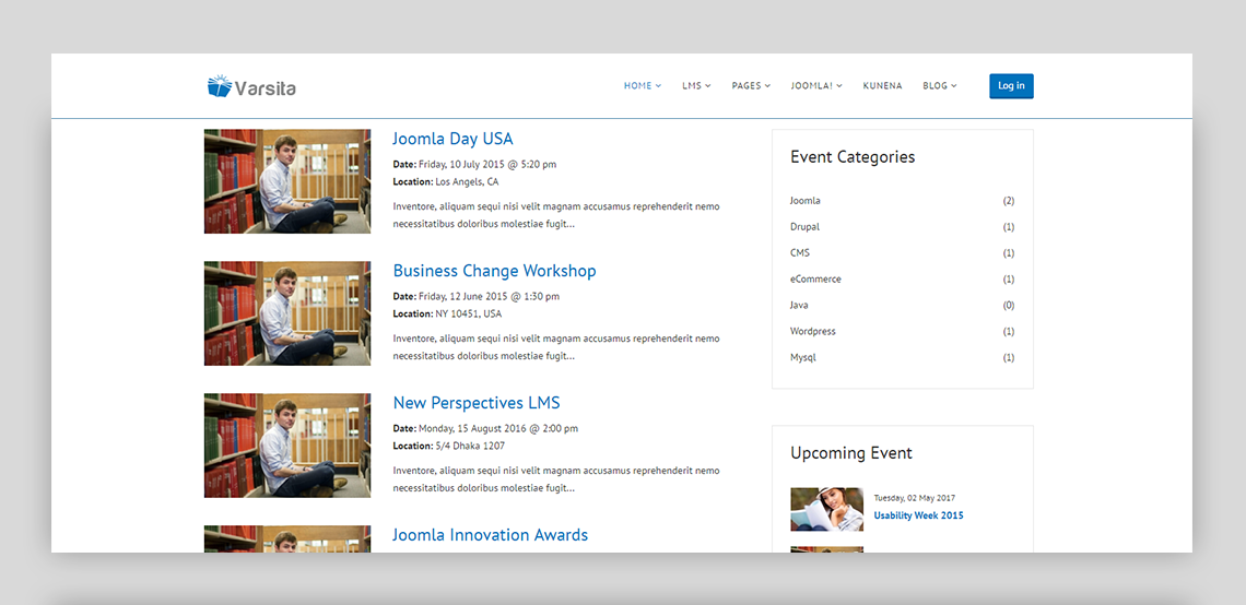 Вид страницы: Events (События)
