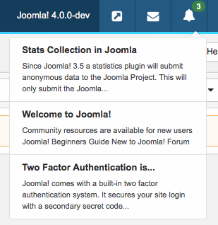 Окно уведомлений Joomla 4