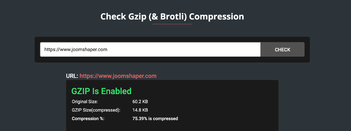 Проверка корректной активации Gzip