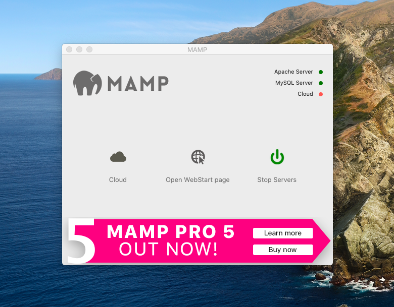 MAMP Server Activation Interface