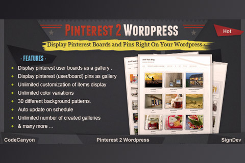 WordPress плагин CodeCanyon Pinterest to Wordpress