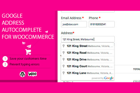 WordPress плагин CodeCanyon Google Address Autocomplete for WooCommerce