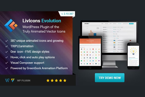 WordPress плагин CodeCanyon LivIcons Evolution