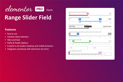 WordPress плагин CodeCanyon Range Slider Field for Elementor form
