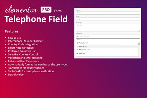 CodeCanyon Telephone Field for Elementor form