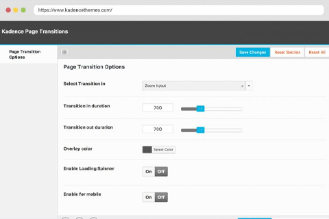 WordPress плагин Kadence Page Transitions