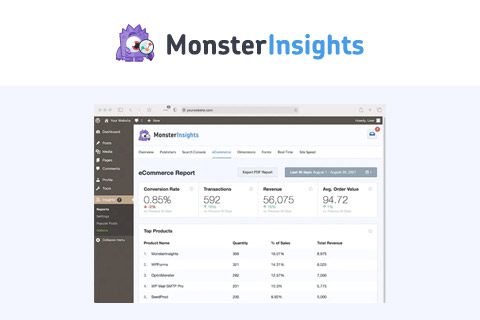WordPress плагин MonsterInsights eCommerce Tracking