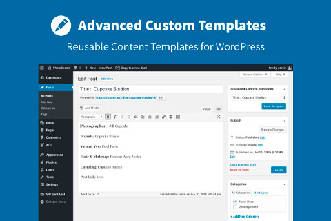 WordPress плагин Advanced Custom Templates