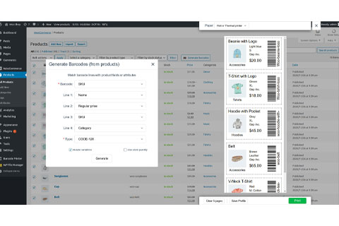 WordPress плагин Barcode Labels for WooCommerce