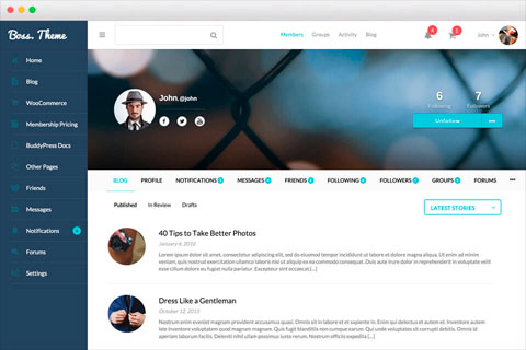 WordPress плагин BuddyPress User Blog
