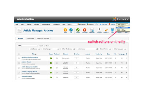 Joomla расширение Switch Editor