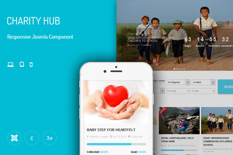 Joomla расширение JUX Charity Hub