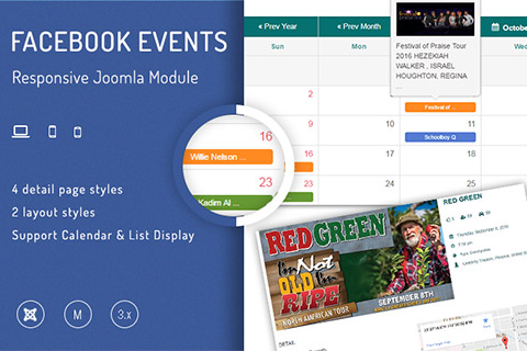 Joomla расширение JUX Facebook Events