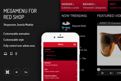 Joomla расширение JUX Mega Menu for redSHOP