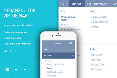 Joomla расширение JUX Mega Menu for VirtueMart