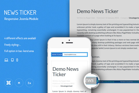Joomla расширение JUX News Ticker