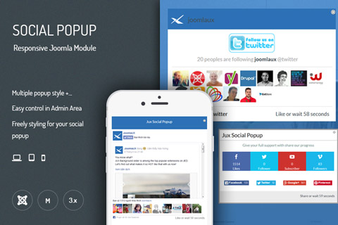 Joomla расширение JUX Social Popup