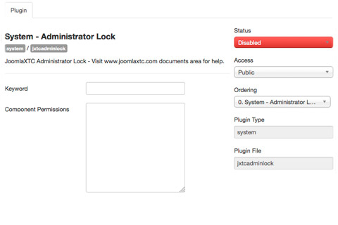 Joomla расширение JXTC Administrator Lock