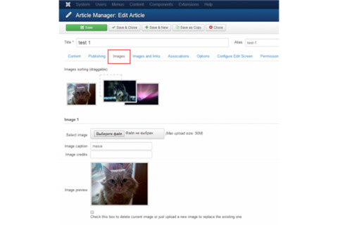 Joomla расширение Article Images Upload and Gallery