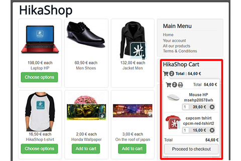 Joomla расширение HikaShop Cart Module Design