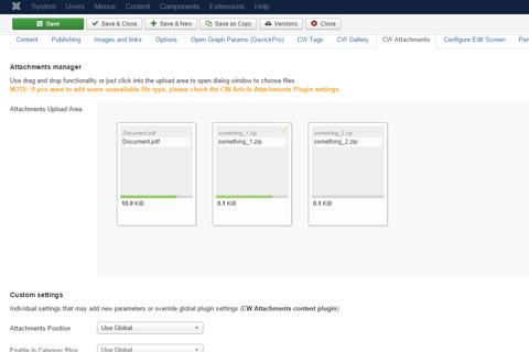 Joomla расширение CW Article Attachments