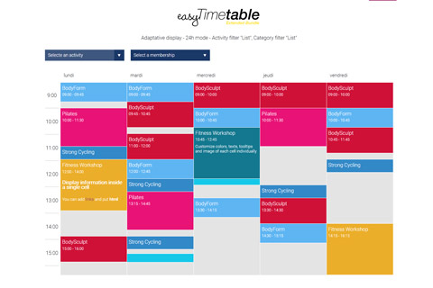 Joomla расширение Easy Timetable Extended